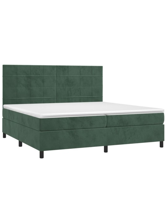 Box spring postel s matrací tmavě zelená 200x200 cm samet
