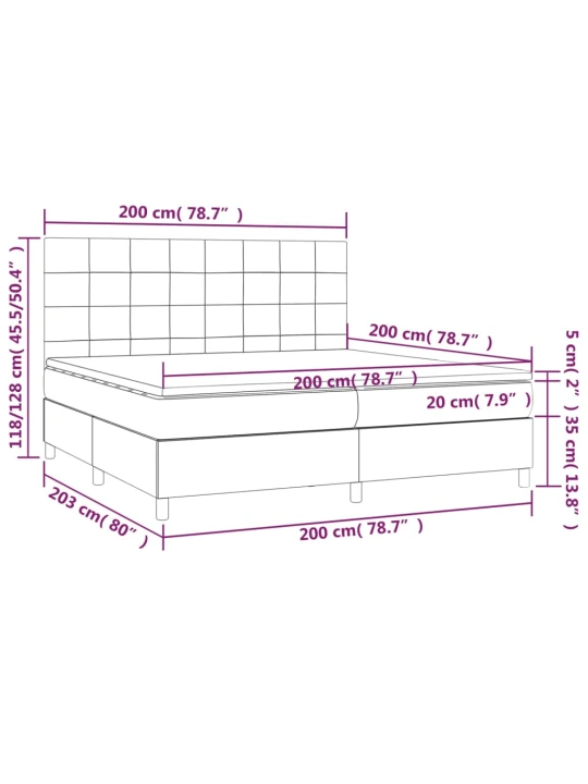 Box spring postel s matrací tmavě modrá 200x200 cm samet