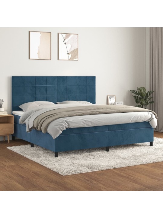 Box spring postel s matrací tmavě modrá 200x200 cm samet