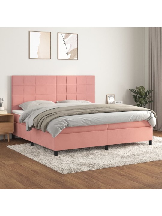Box spring postel s matrací růžová 200x200 cm samet