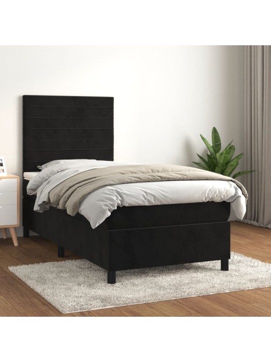 Box spring postel s matrací černá 80 x 200 cm samet