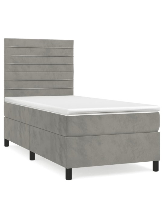 Box spring postel s matrací světle šedá 90x190 cm samet