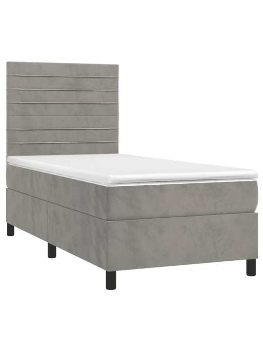 Box spring postel s matrací světle šedá 90x190 cm samet