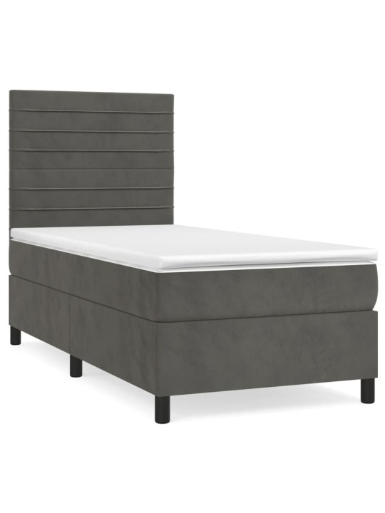 Box spring postel s matrací tmavě šedá 90x190 cm samet