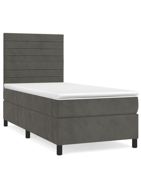 Box spring postel s matrací tmavě šedá 90x200 cm samet