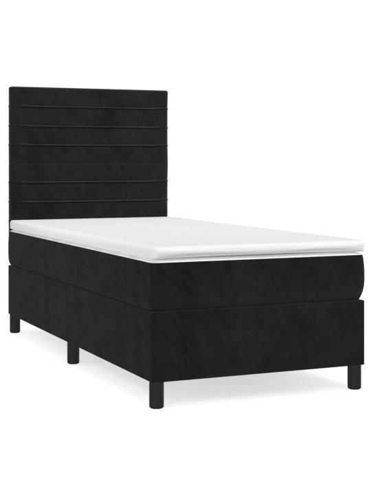 Box spring postel s matrací černá 90x200 cm samet