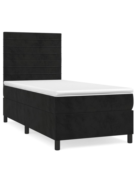Box spring postel s matrací černá 100x200 cm samet