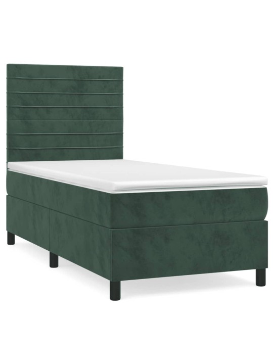 Box spring postel s matrací tmavě zelená 100x200 cm samet