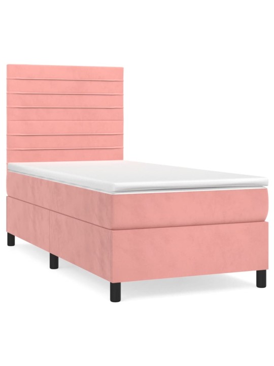 Box spring postel s matrací růžová 100x200 cm samet