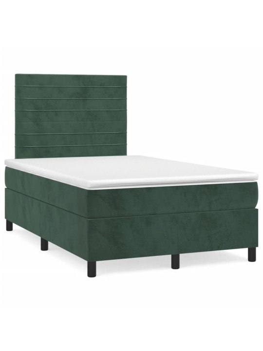 Box spring postel s matrací tmavě zelená 120 x 200 cm samet
