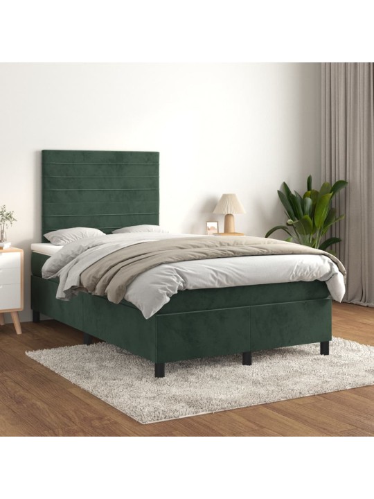 Box spring postel s matrací tmavě zelená 120 x 200 cm samet
