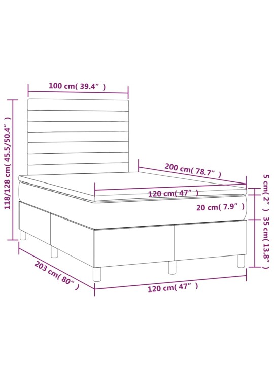 Box spring postel s matrací tmavě modrá 120 x 200 cm samet