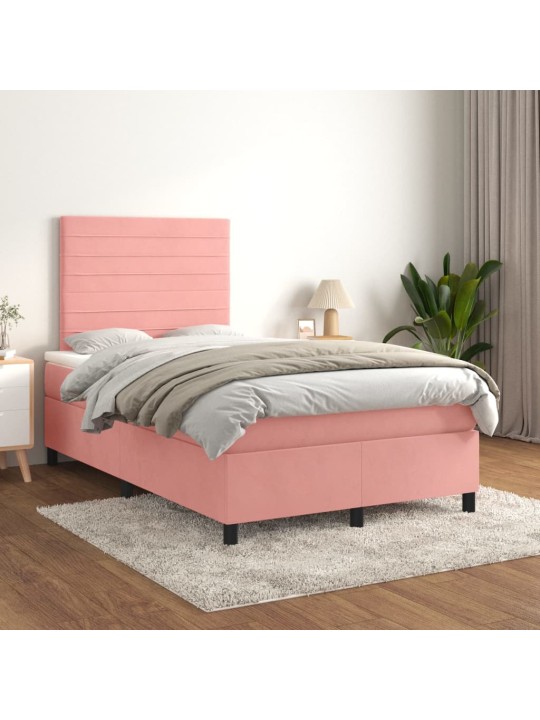 Box spring postel s matrací růžová 120 x 200 cm samet