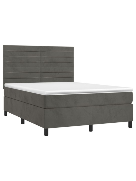 Box spring postel s matrací tmavě šedý 140 x 190 cm samet