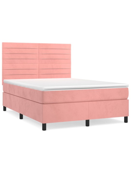 Box spring postel s matrací růžová 140x190 cm samet