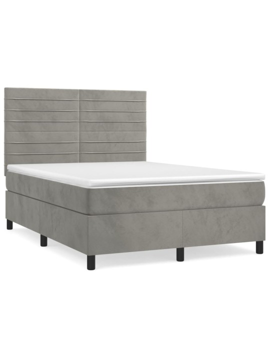 Box spring postel s matrací světle šedá 140x200 cm samet