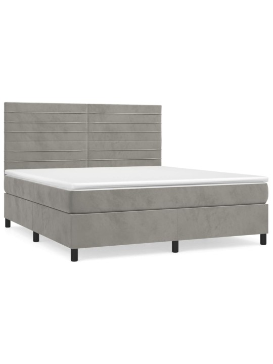 Box spring postel s matrací světle šedá 160x200 cm samet