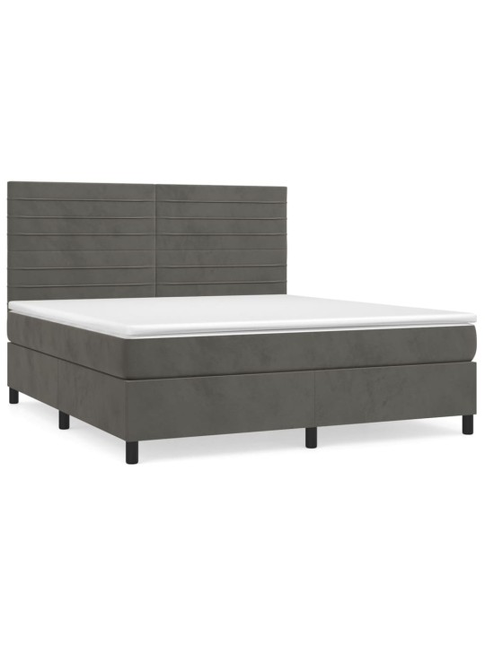 Box spring postel s matrací tmavě šedá 160x200 cm samet
