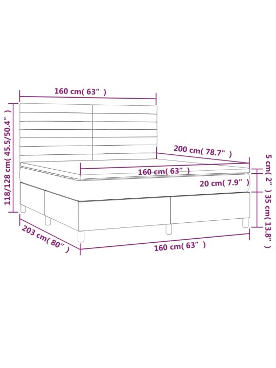 Box spring postel s matrací černá 160x200 cm samet