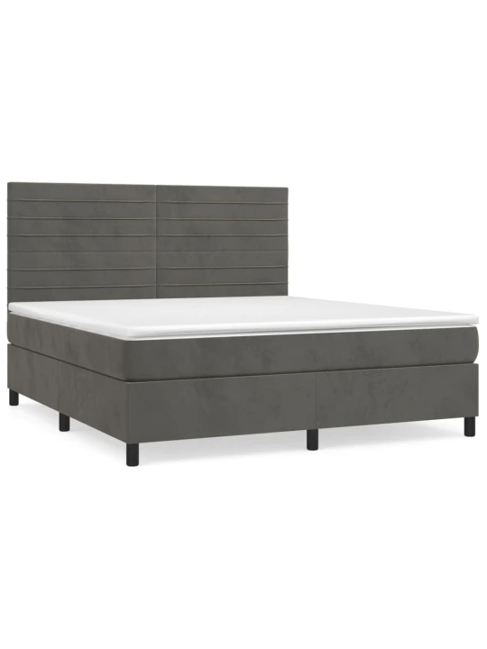 Box spring postel s matrací tmavě šedá 180x200 cm samet