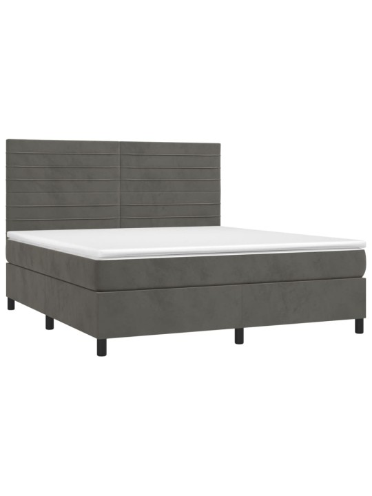Box spring postel s matrací tmavě šedá 180x200 cm samet