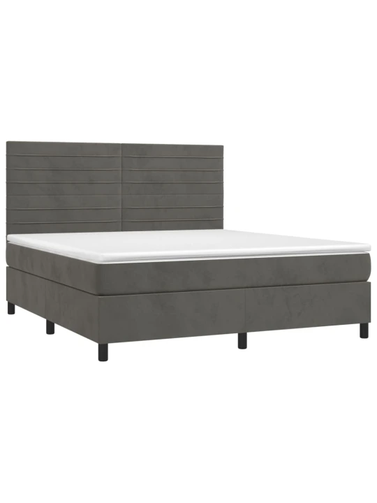 Box spring postel s matrací tmavě šedá 180x200 cm samet