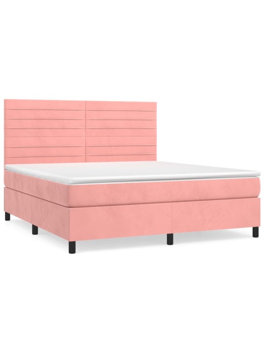 Box spring postel s matrací růžová 180x200 cm samet