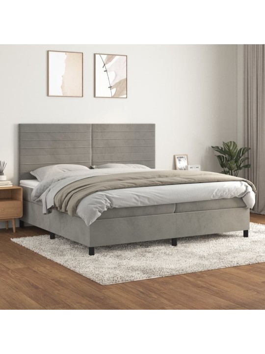 Box spring postel s matrací světle šedá 200x200 cm samet