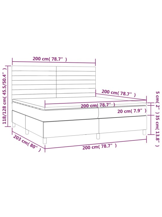 Box spring postel s matrací černá 200x200 cm samet