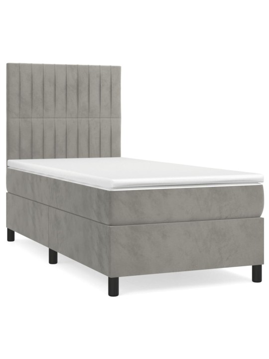 Box spring postel s matrací světle šedá 80 x 200 cm samet