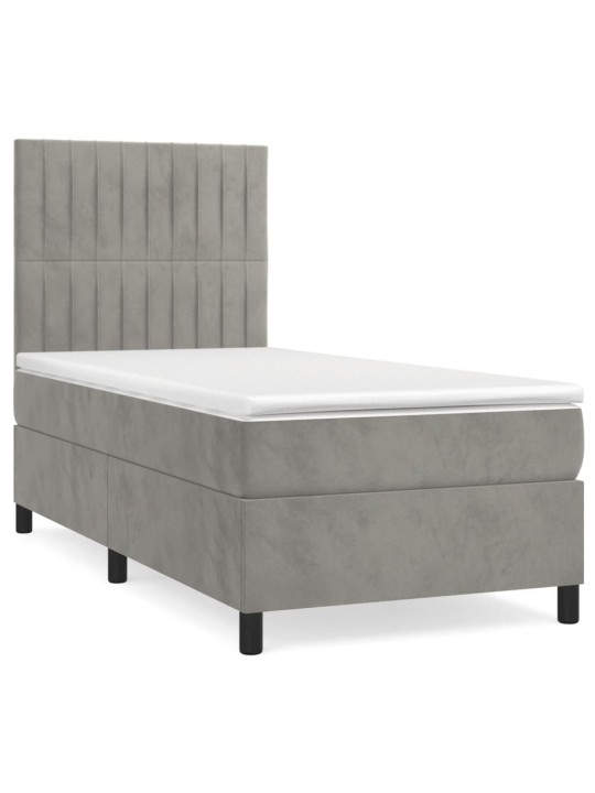Box spring postel s matrací světle šedá 90x190 cm samet