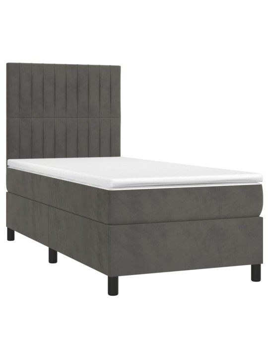 Box spring postel s matrací tmavě šedá 90x190 cm samet