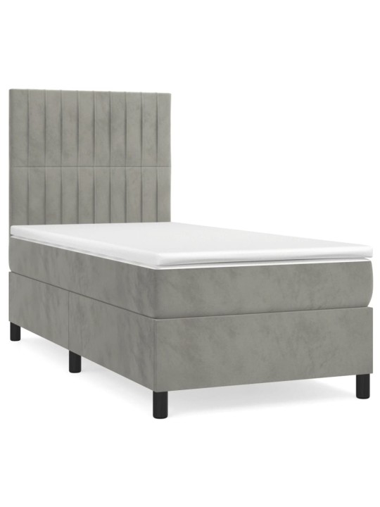 Box spring postel s matrací světle šedá 90x200 cm samet