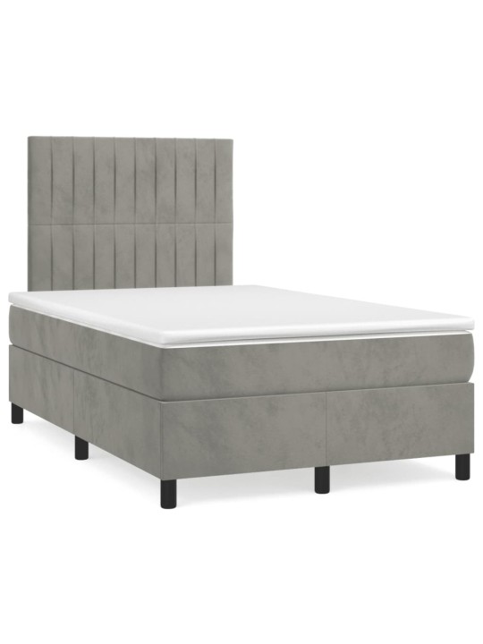 Box spring postel s matrací světle šedá 120 x 200 cm samet
