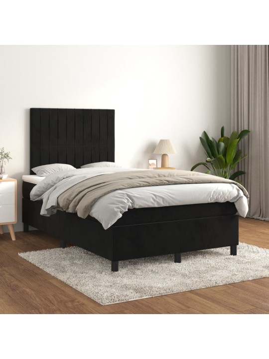 Box spring postel s matrací černá 120 x 200 cm samet