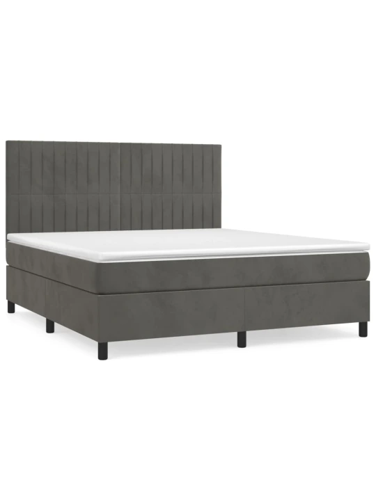 Box spring postel s matrací tmavě šedá 160x200 cm samet