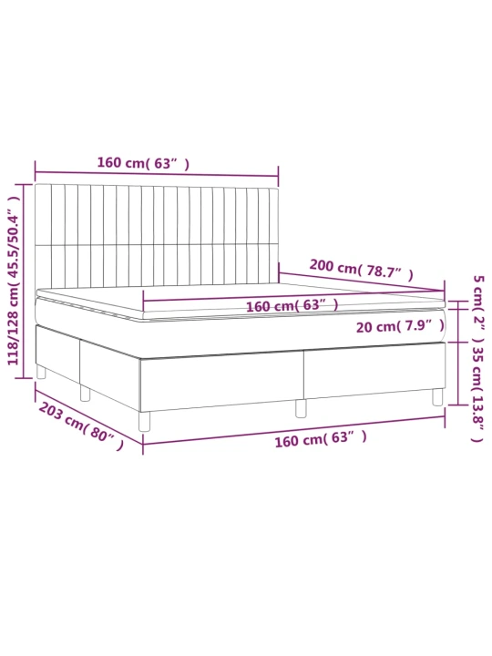 Box spring postel s matrací tmavě šedá 160x200 cm samet