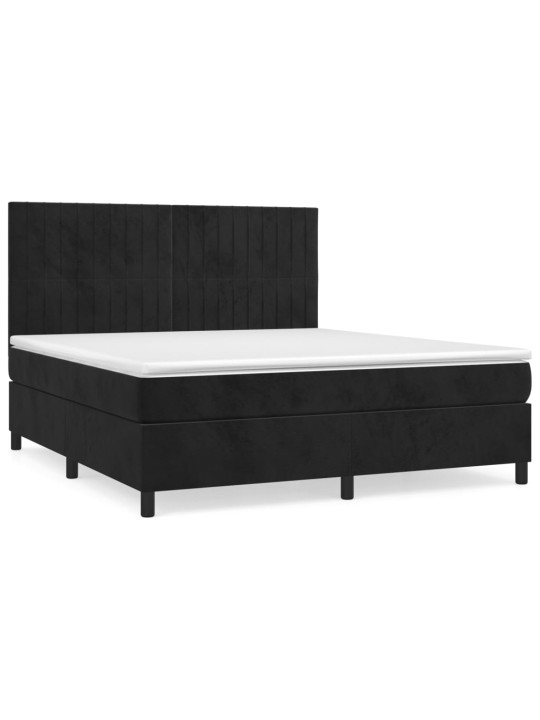 Box spring postel s matrací černá 160x200 cm samet