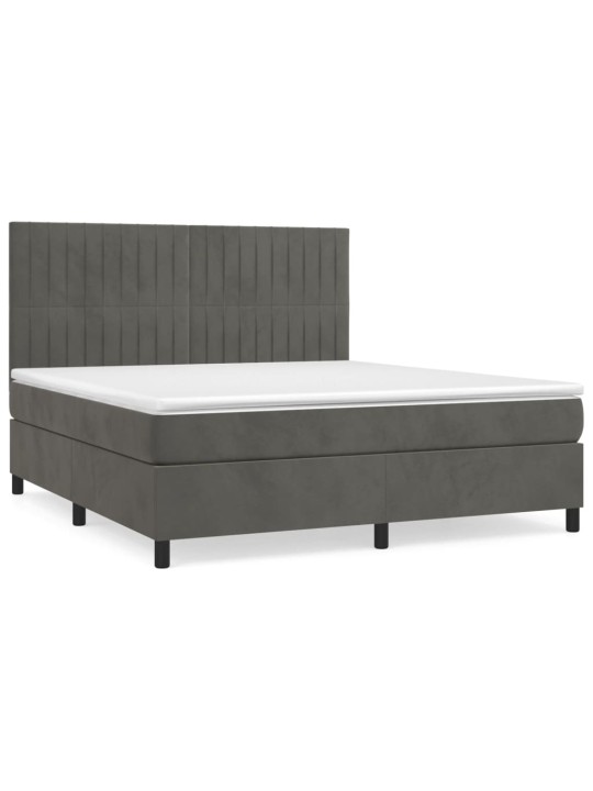 Box spring postel s matrací tmavě šedá 180x200 cm samet
