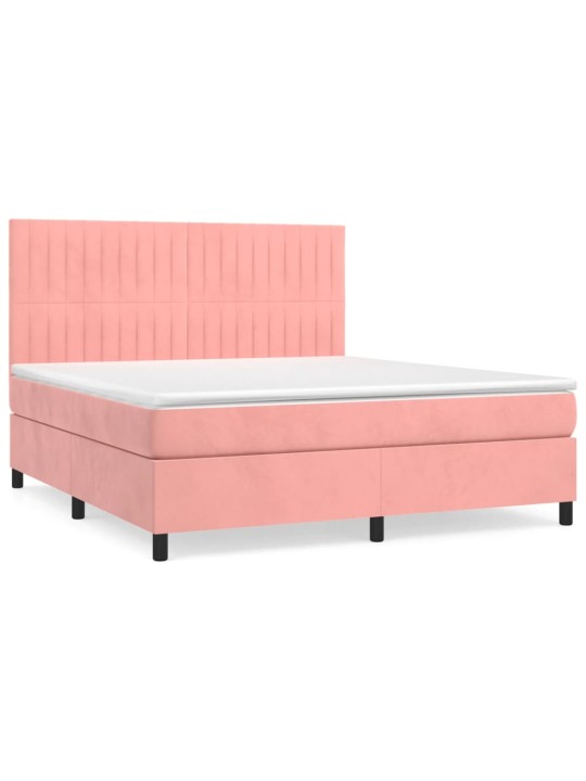 Box spring postel s matrací růžová 180x200 cm samet