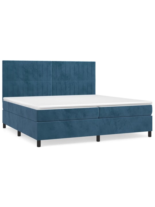 Box spring postel s matrací tmavě modrá 200x200 cm samet