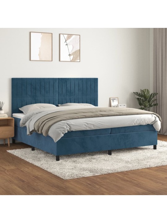 Box spring postel s matrací tmavě modrá 200x200 cm samet