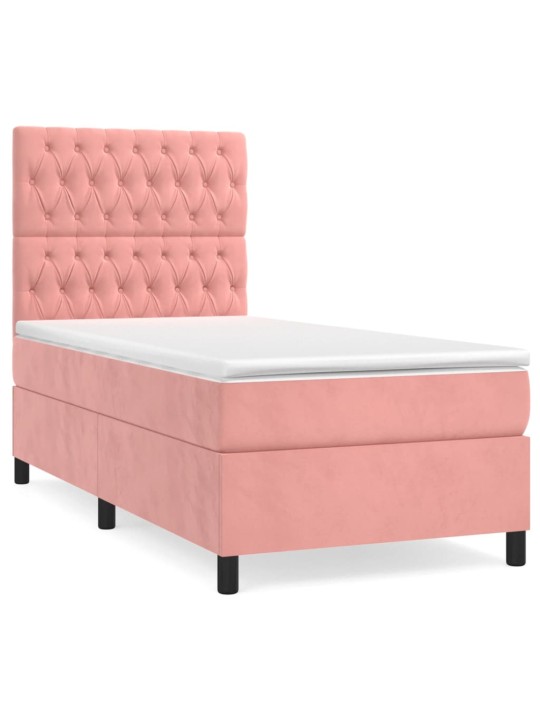 Box spring postel s matrací růžová 90x190 cm samet