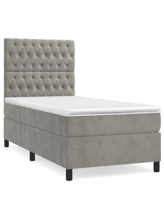 Box spring postel s matrací světle šedá 90x200 cm samet