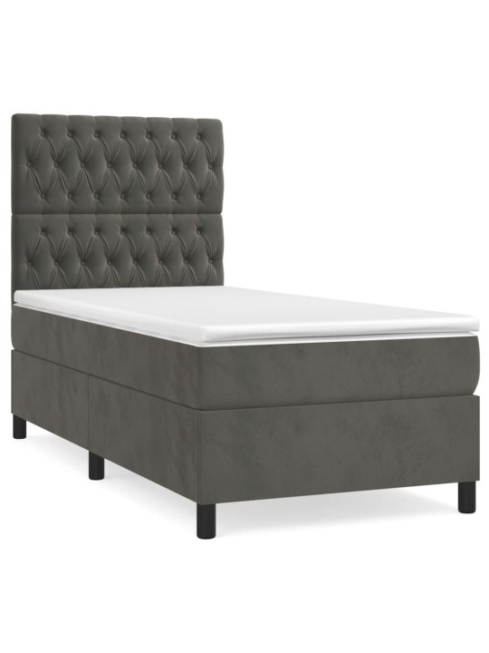 Box spring postel s matrací tmavě šedá 90x200 cm samet