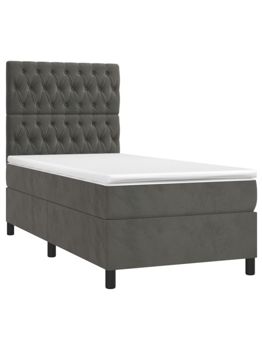 Box spring postel s matrací tmavě šedá 90x200 cm samet