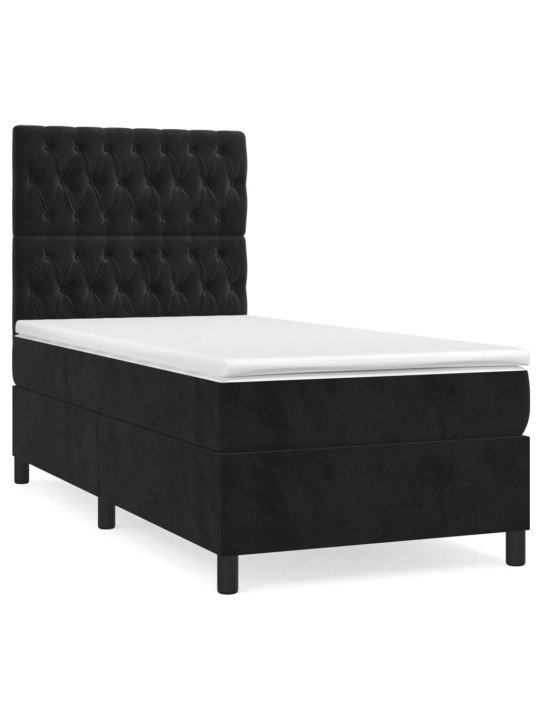Box spring postel s matrací černá 100x200 cm samet