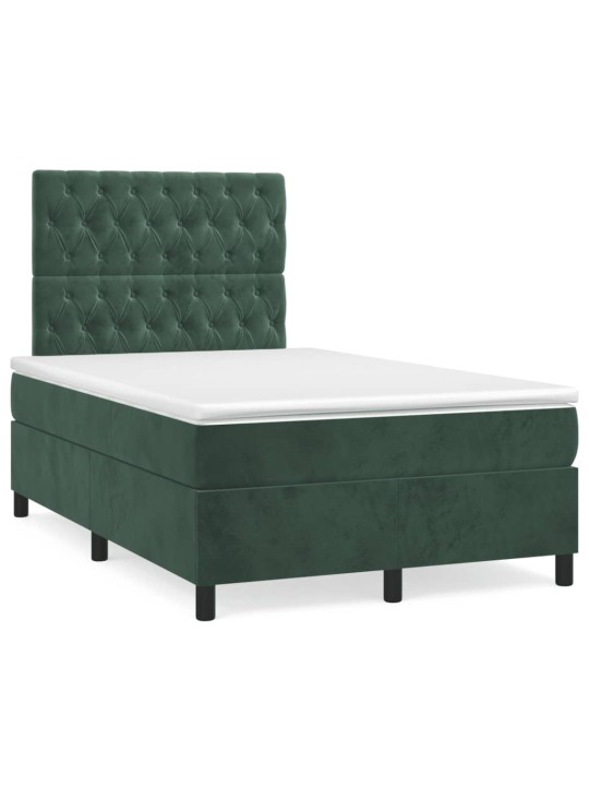 Box spring postel s matrací tmavě zelená 120 x 200 cm samet