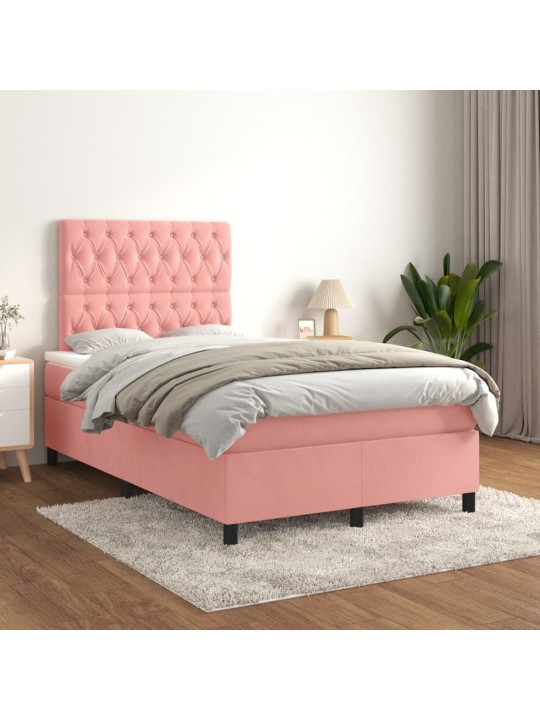 Box spring postel s matrací růžová 120 x 200 cm samet