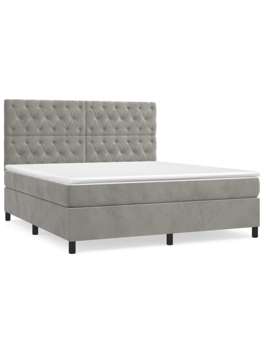 Box spring postel s matrací světle šedá 160x200 cm samet
